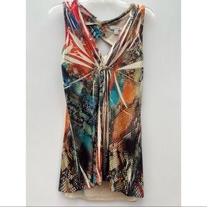 Boston Proper Snakeskin Print Multicolor Back Cutout V neck Top